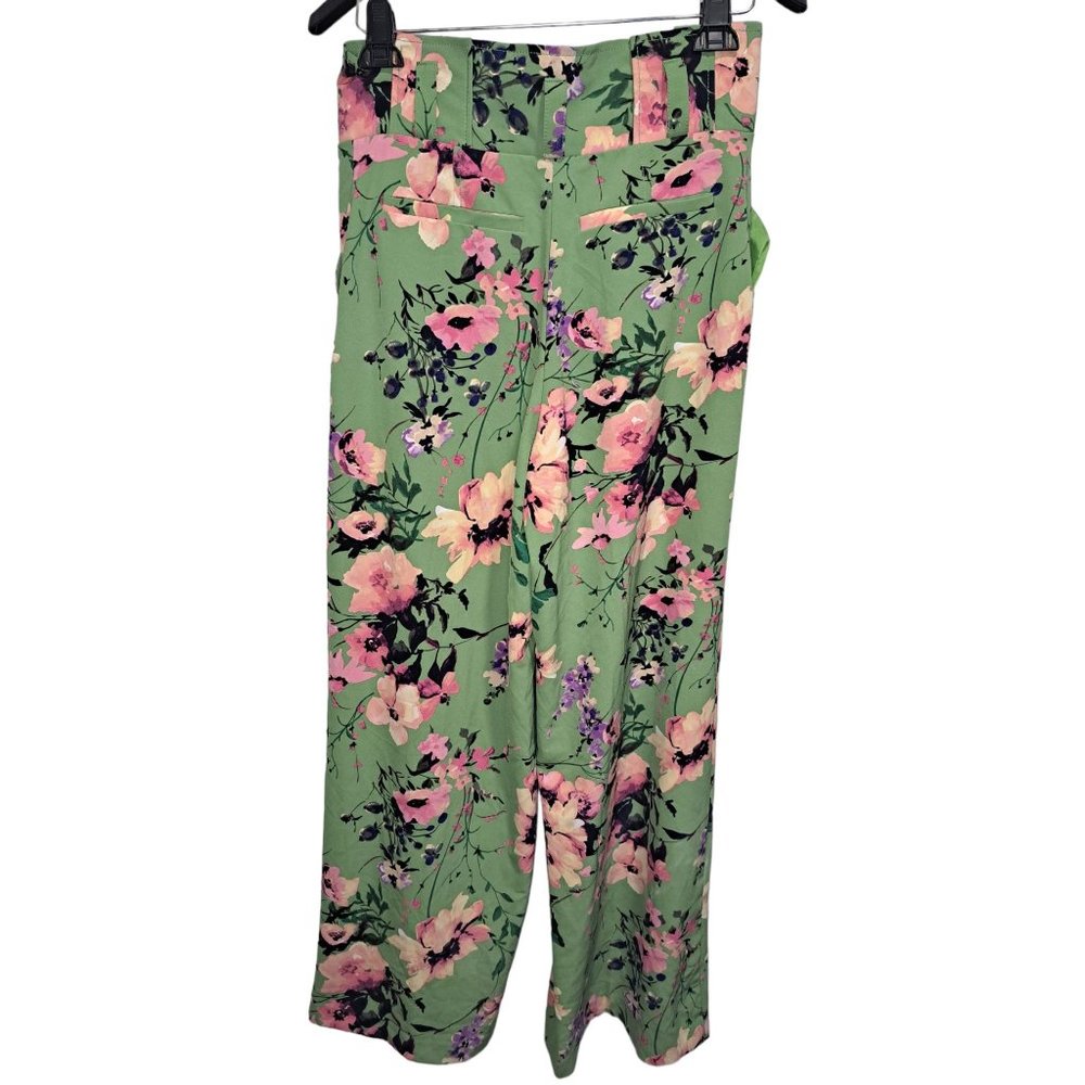 7th Avenue Design Studio New York & Company Green Floral Print Size 8 Pants